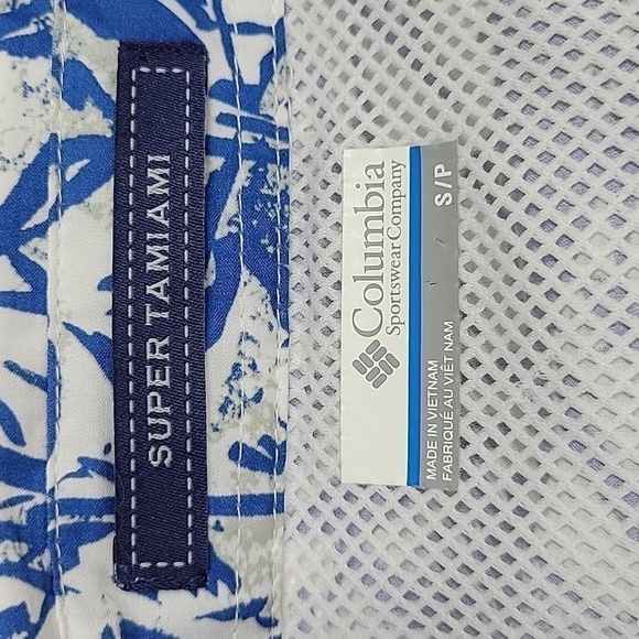 Columbia PFG Super Tamiami, Omni-Shade, Short-Sleeved, Blue/Gray Fish, Sz Small - Picture 9 of 9